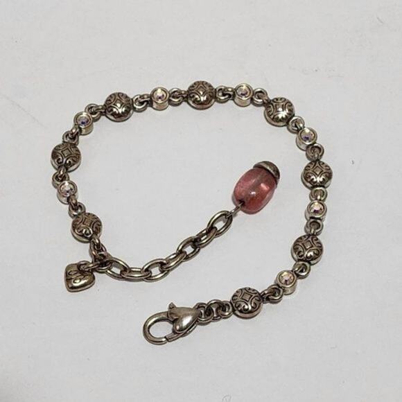 BRIGHTON VINTAGE jeweled heart charm bracelet - Picture 2 of 5